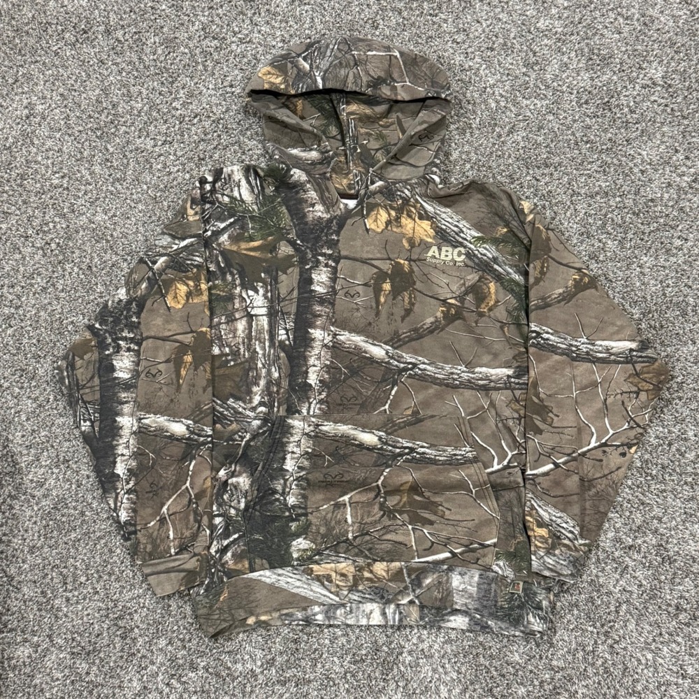 Y2K Russell Outdoors Realtree Camo Hoodie ABC Supply Mens 2XL Sweatshirt Hunting